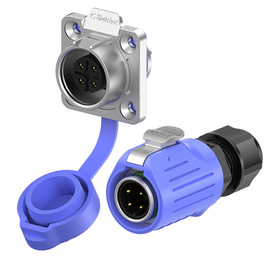 EW LP16 4 Pin Flange Blue Electrical Waterproof Connectors