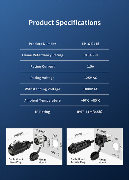 EW LP16S Waterproof RJ45 Connectors