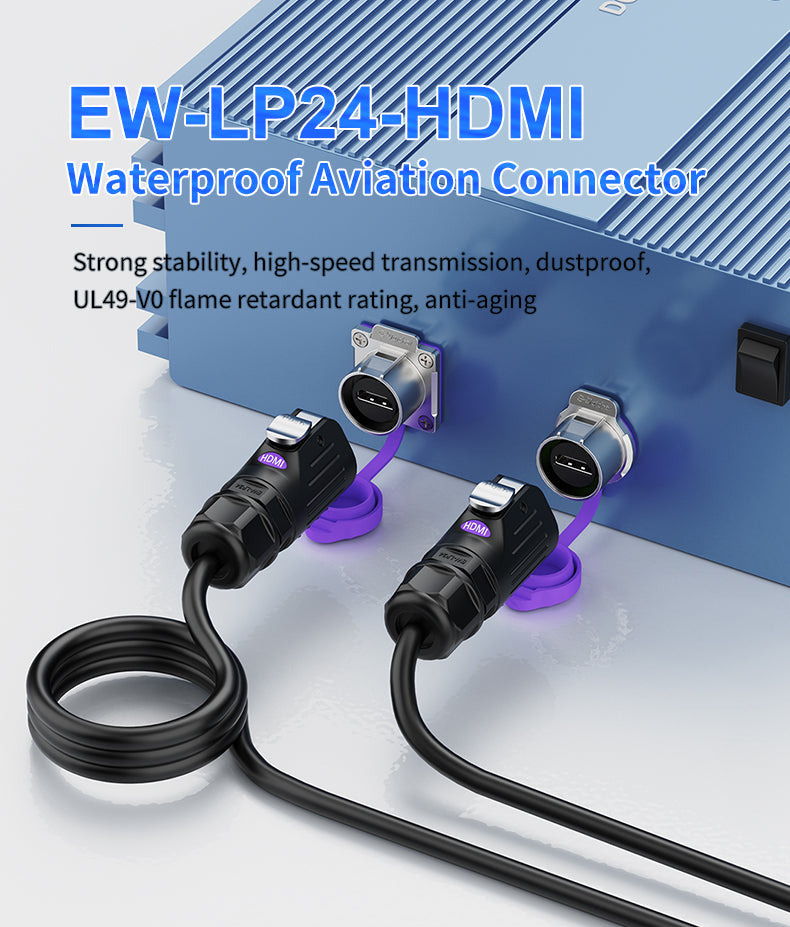 EW LP24 HDMI Data Electrical Waterproof Connectors Flange