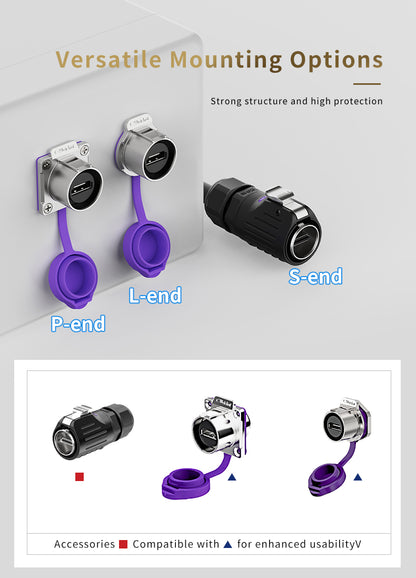 EW LP24 HDMI Data Electrical Waterproof Connectors Flange