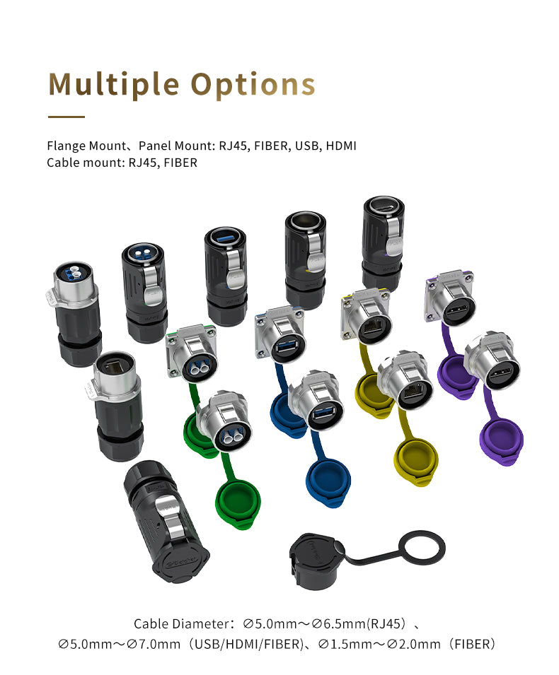 EW LP24 HDMI Data Electrical Waterproof Connectors Flange