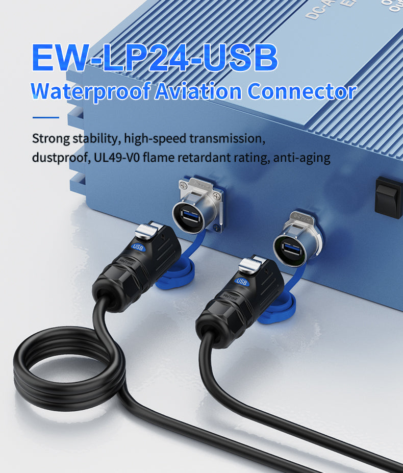 EW LP24 Panel Waterproof USB Connectors Plastic
