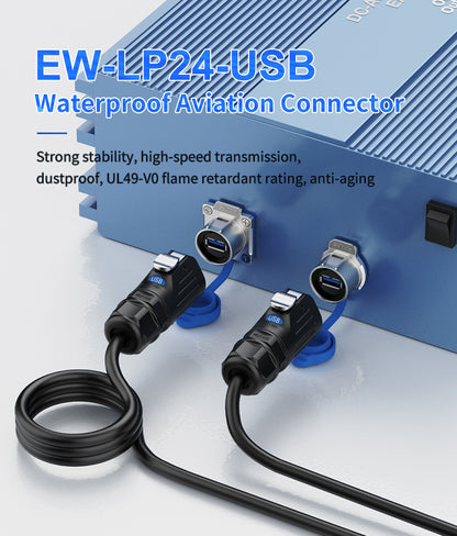 EW LP24 Panel Waterproof USB Connectors Plastic
