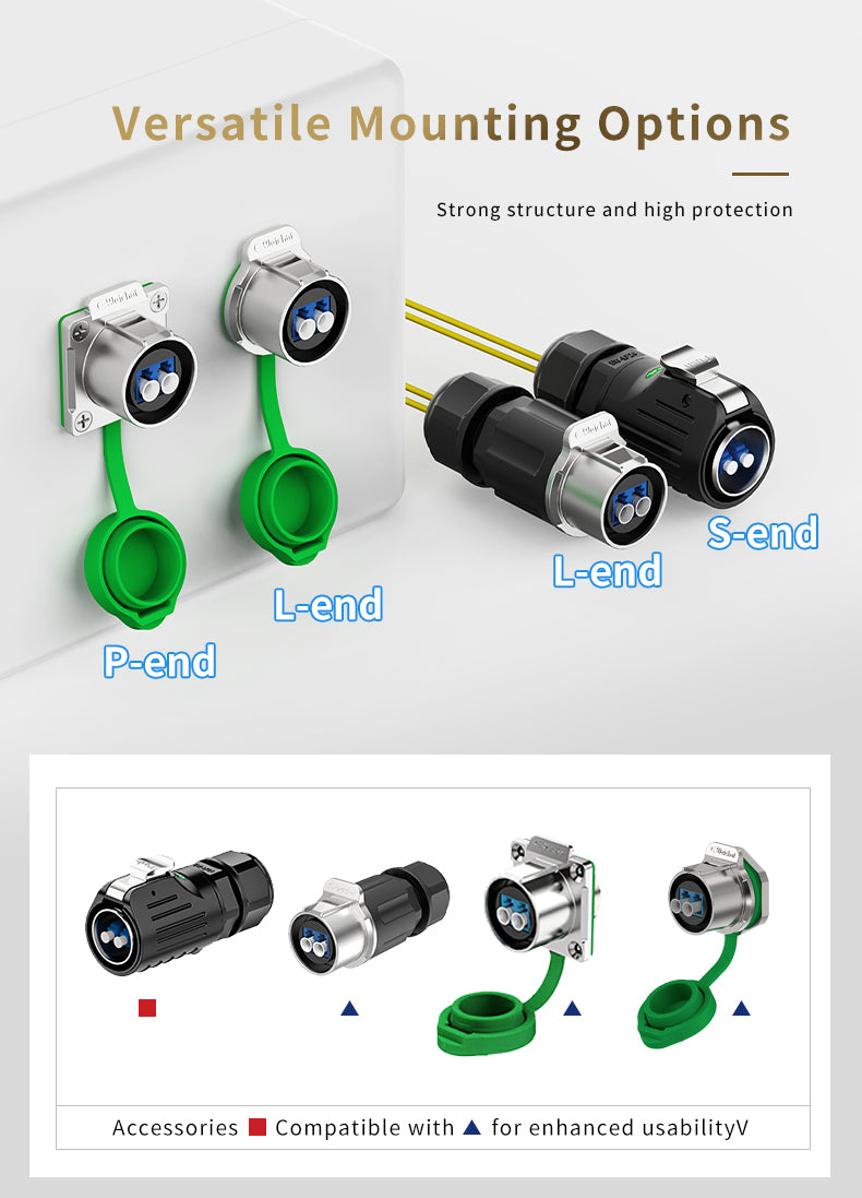 EW LP24 FIBER Waterproof Connectors Flange