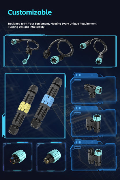 EW M19 4 Pins Plug Water Proof Connector With Cable