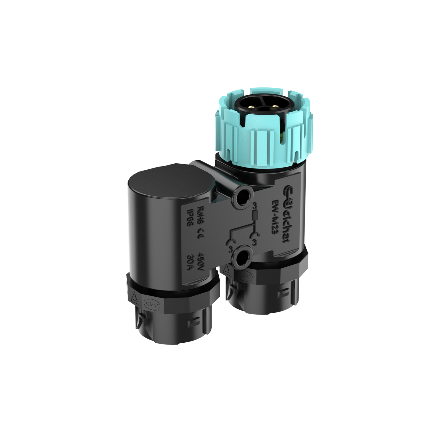 EW M23Y 3Pin Waterproof Y Shape IP68 3 Way Cable Connector