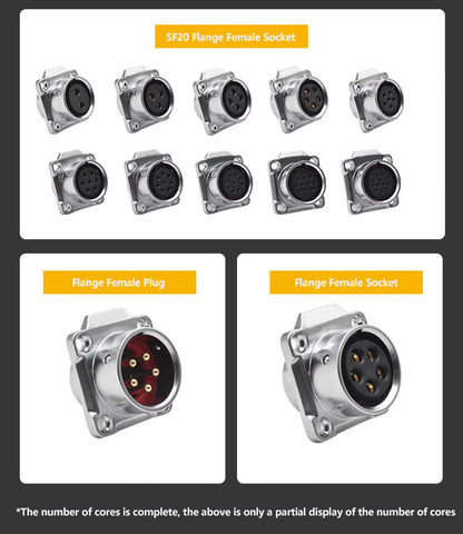 EW SF20 2 Pin Waterproof Plug Connectors Flange