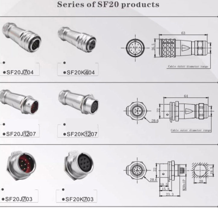EW SF20 2 Pin Panel Mount Power Connector