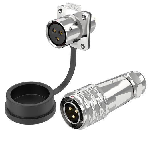 EW SF12 3 Pin Circular Plug Connector Flange Metal