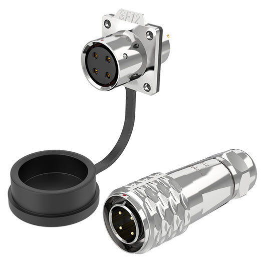 EW SF12 4 Pin Circular Plug Connector Flange Metal