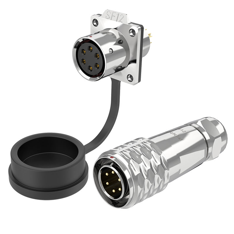 EW SF12 6 Pin Circular Connector Electrical Flange Metal