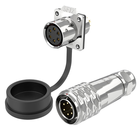 EW SF12 6 Pin Circular Connector Electrical Flange Metal