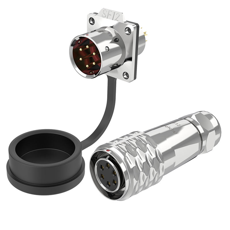 EW SF12 6 Pin Circular Connector Electrical Flange Metal