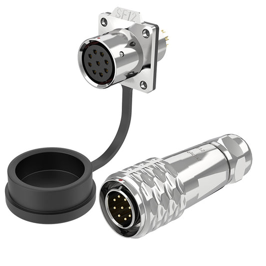 EW SF12 9 Pin Circular Plug Connector Flange Metal
