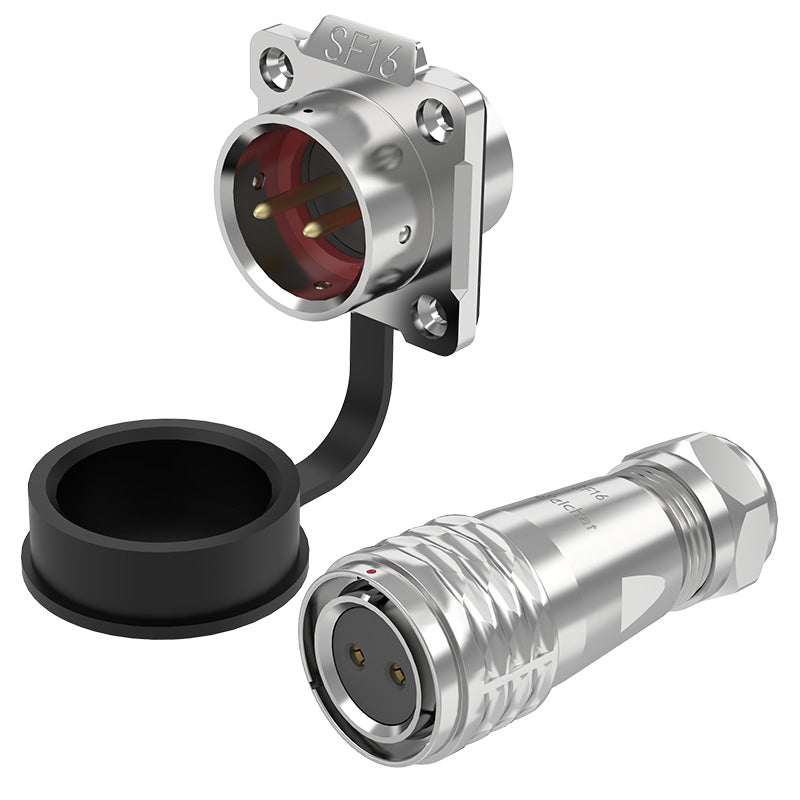 EW SF16 2 Pin Circular Plug Connector Flange Metal
