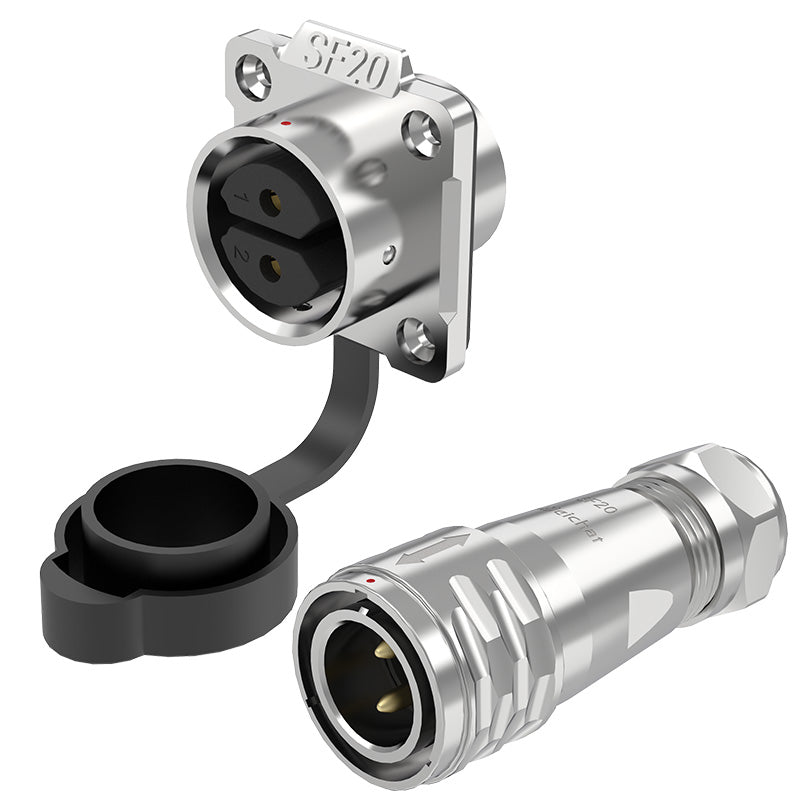 EW SF20 2 Pin Waterproof Plug Connectors Flange