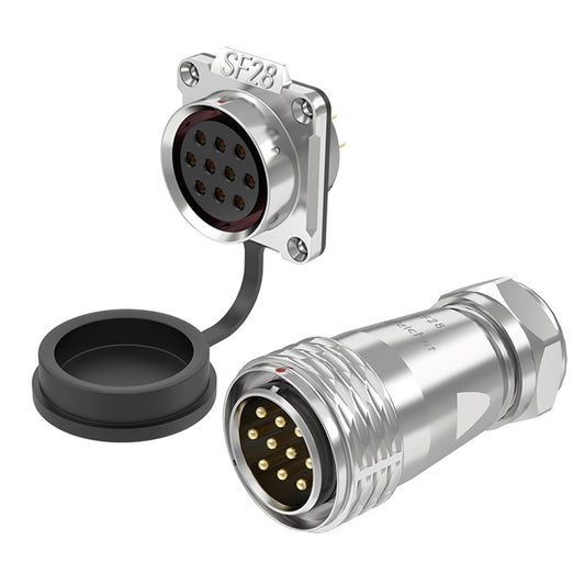 EW SF28 10 Pin Circular Plug Socket Flange Metal