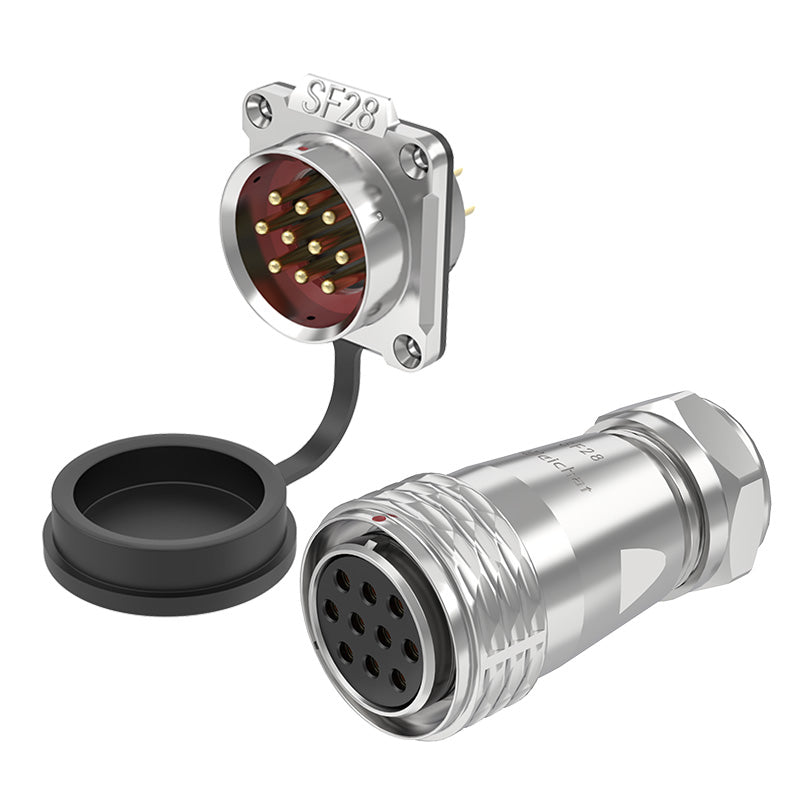 EW SF28 10 Pin Circular Plug Socket Flange Metal