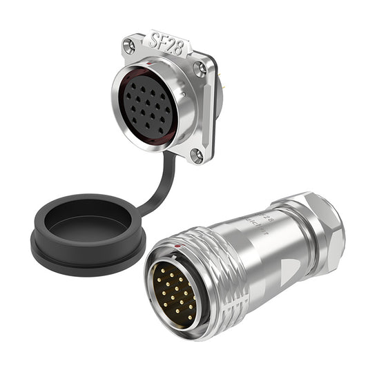 EW SF28 16 Pin Circular Plug Socket Flange Metal