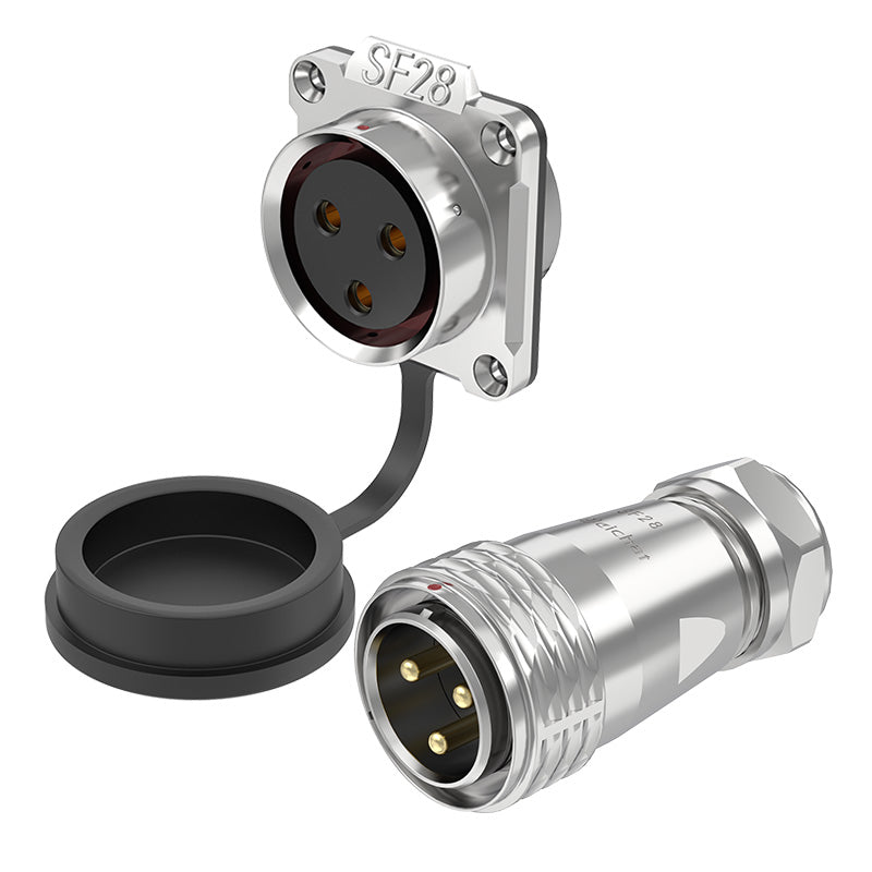 EW SF28 3 Pin Circular Plug Connector Flange Metal