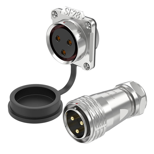 EW SF28 3 Pin Circular Plug Connector Flange Metal