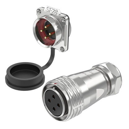 EW SF28 4 Pin Circular Plug Connector Flange Metal
