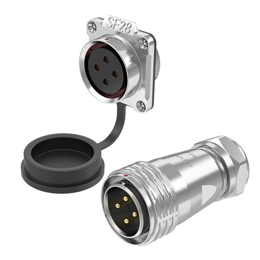 EW SF28 4 Pin Circular Plug Connector Flange Metal
