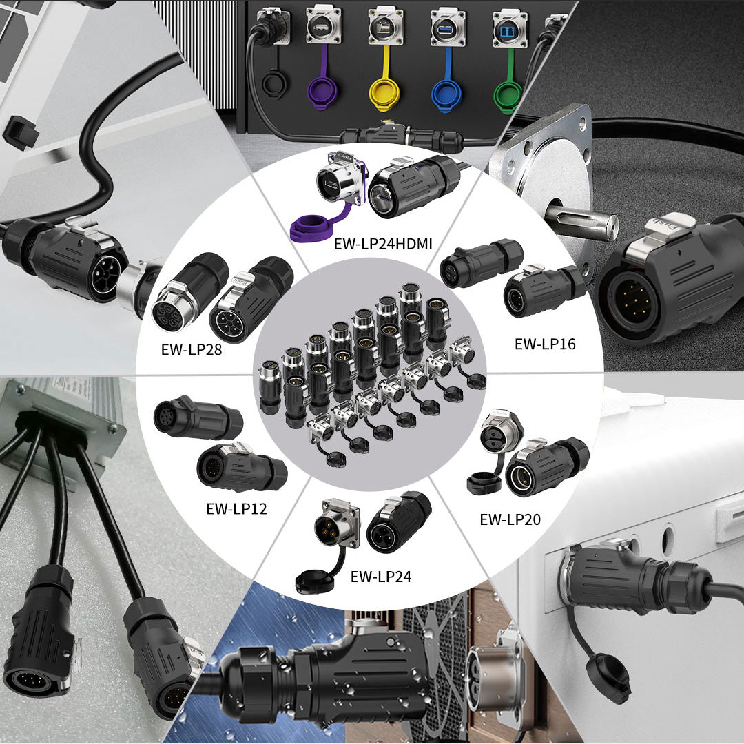 EW LP24 HDMI Data Electrical Waterproof Connectors Flange