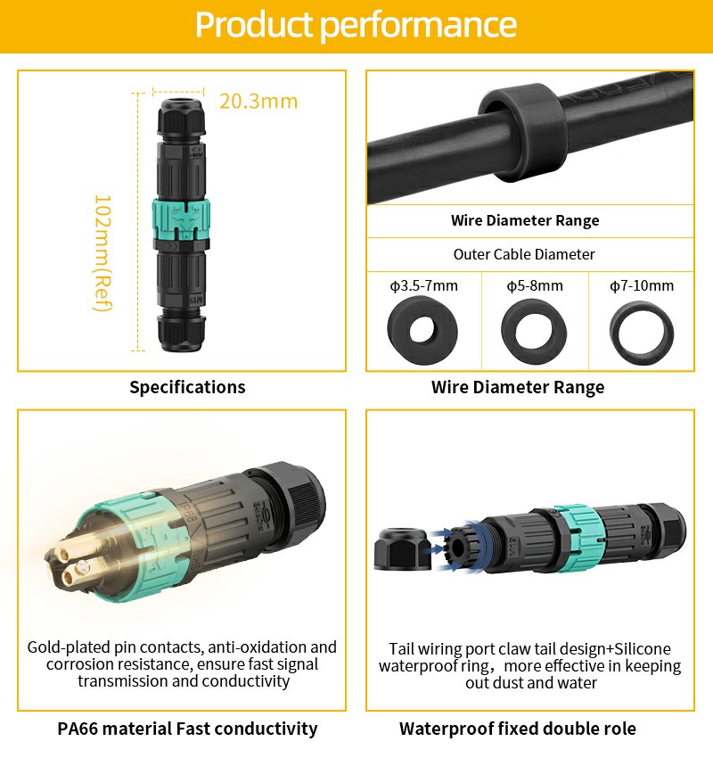 3 pin male female connector