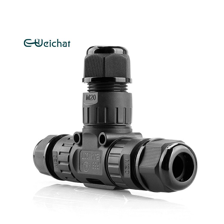 T Type ip68 Electric Waterproof Connector 2 Pin EW-M20T