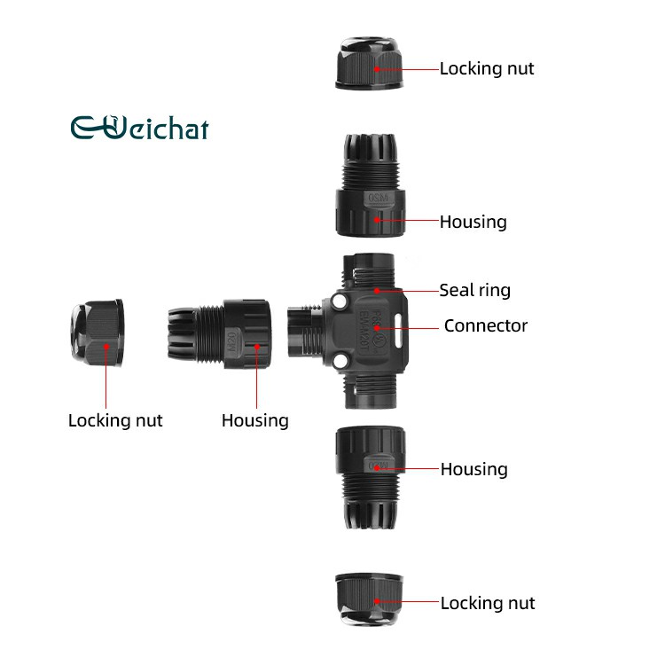 T Type ip68 Electric Waterproof Connector 2 Pin EW-M20T