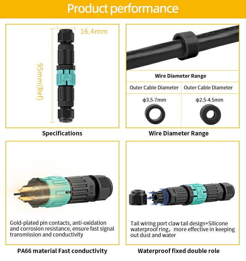 waterproof wire connector 4pin