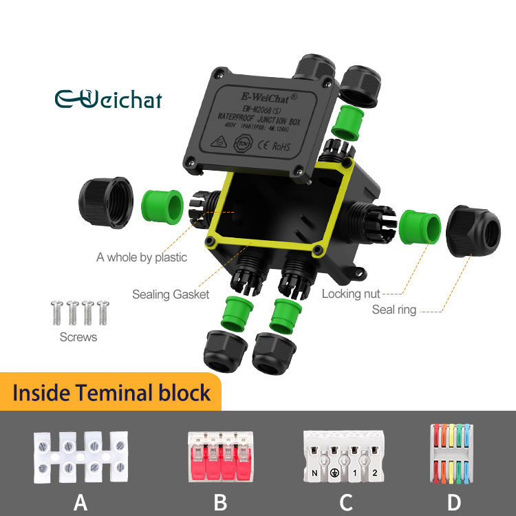 6 Way Outdoor IP68 Waterproof Electrical Box M2068S-6T