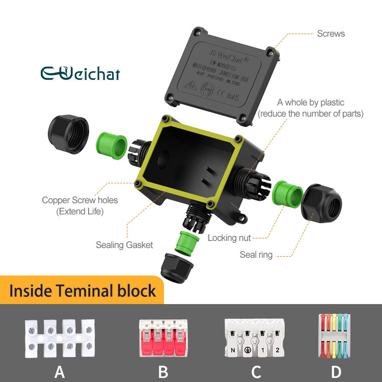 Small Junction Box Wire Cable TUV CE RoHS Approve M2068S-3T