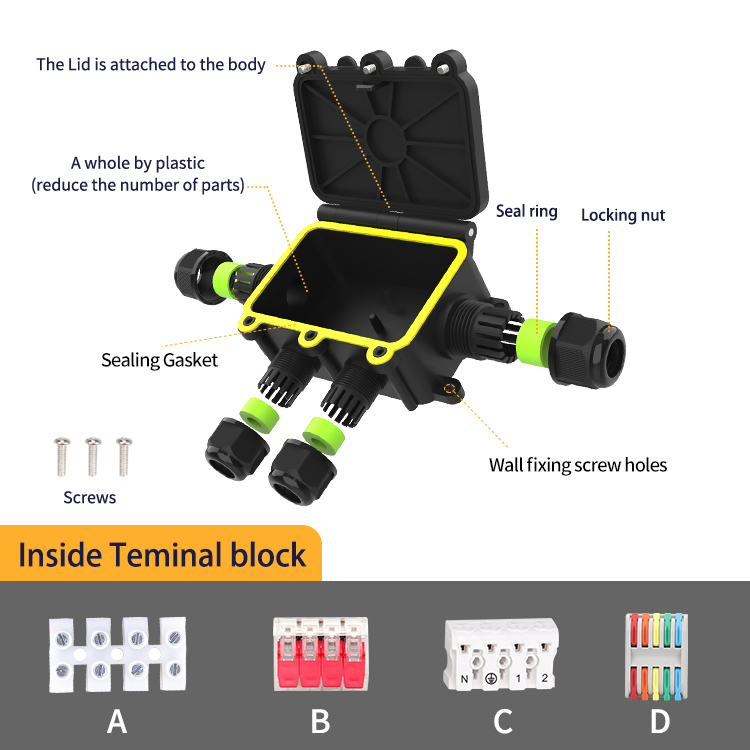 6 way plastic junction box